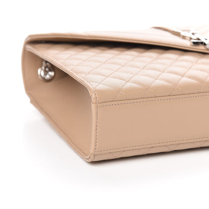 Saint Laurent Grain De Poudre Mixed Matelasse Large Triquilt Monogram Satchel Nude Powder 8 of 10