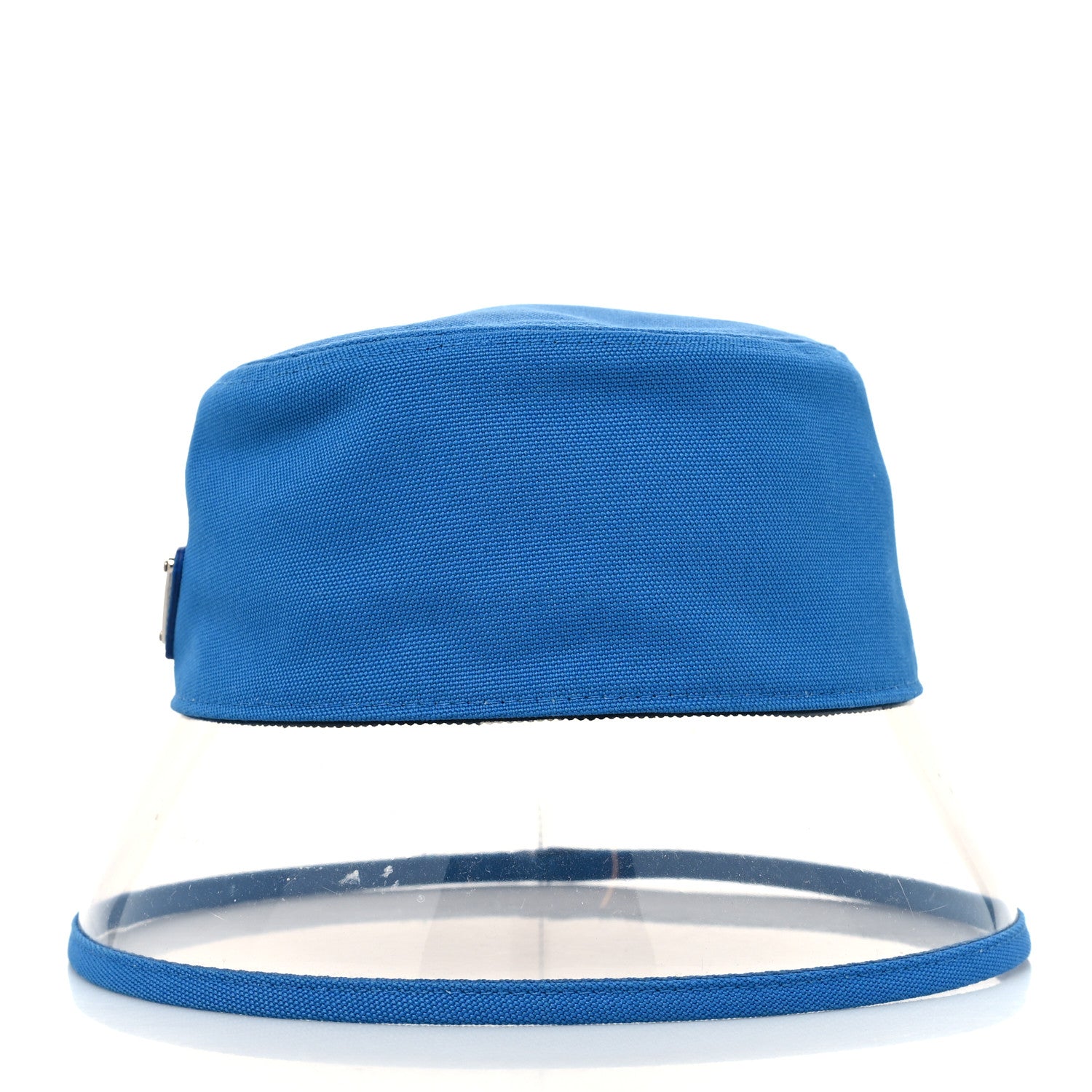 Prada Canapa PVC Metal Triangle Logo Womens Bucket Hat M Blue 3 of 7