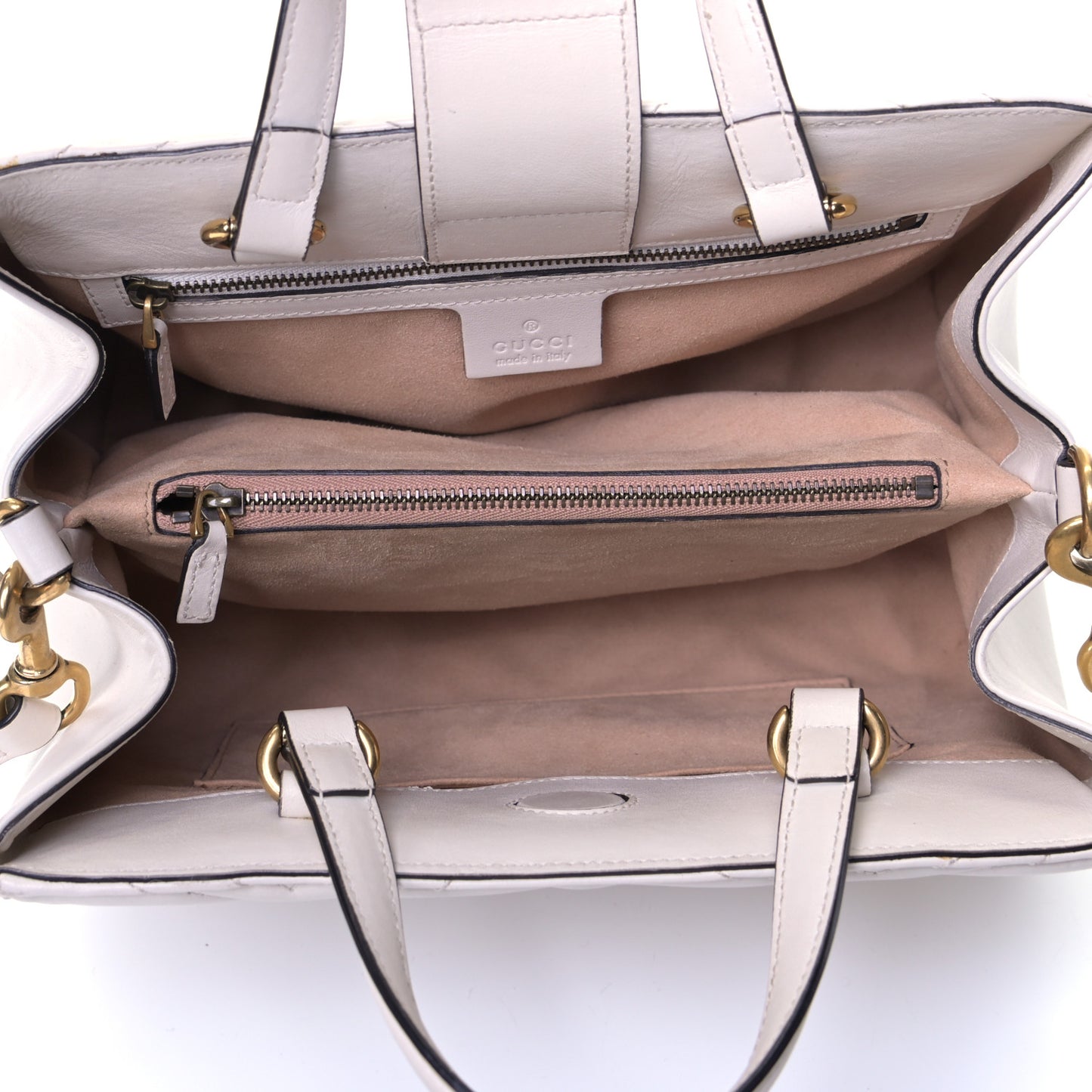 Calfskin Matelasse Small GG Marmont Tote White