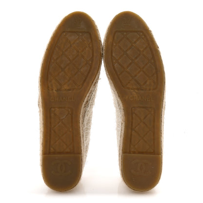 Chanel Tweed Grosgrain CC Espadrilles 39 White Black 6 of 9
