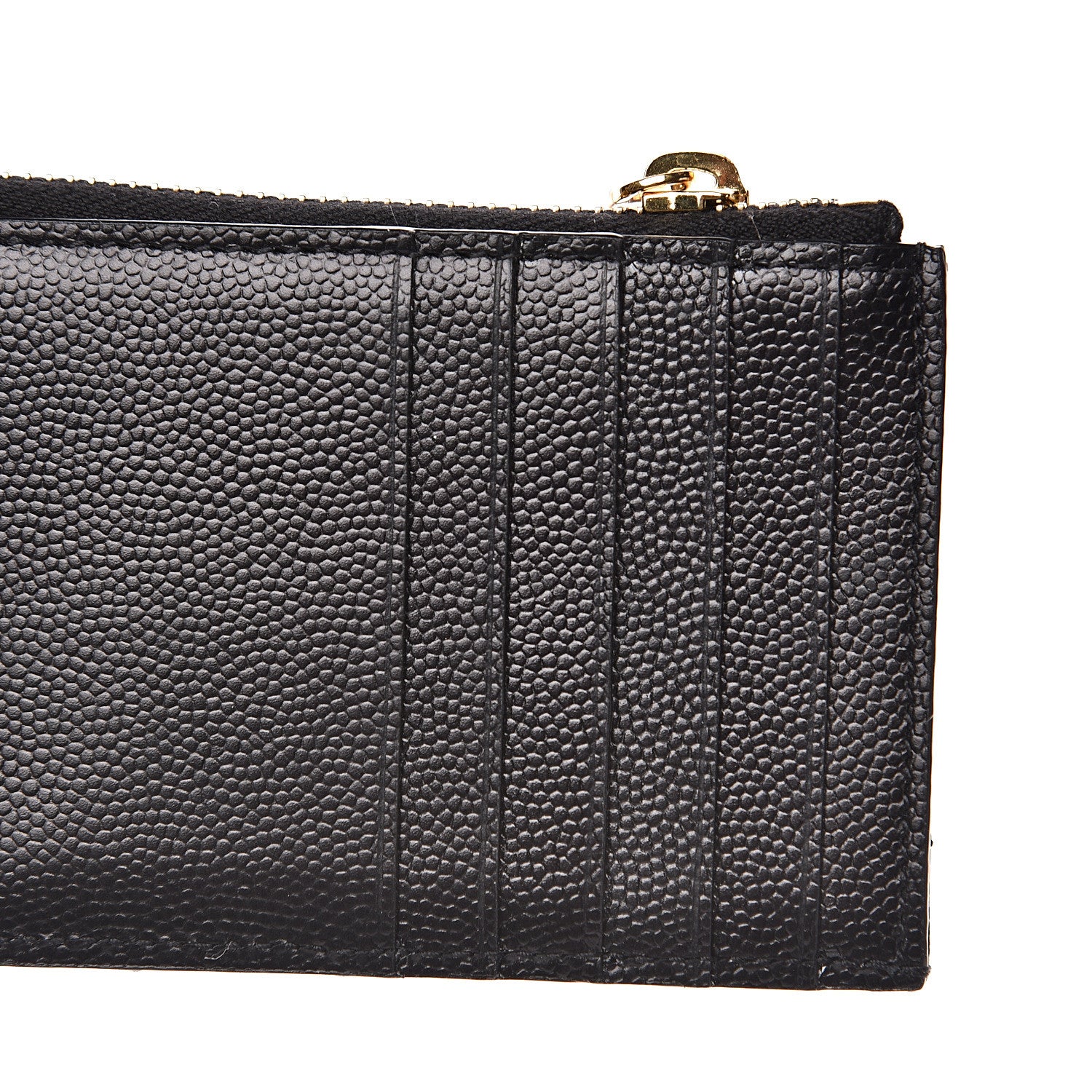 Saint Laurent Grain De Poudre Matelasse Chevron Monogram Fragments Zippered Card Case Black 8 of 9