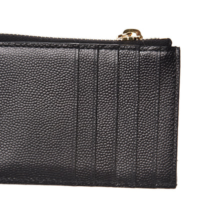 Saint Laurent Grain De Poudre Matelasse Chevron Monogram Fragments Zippered Card Case Black 8 of 9