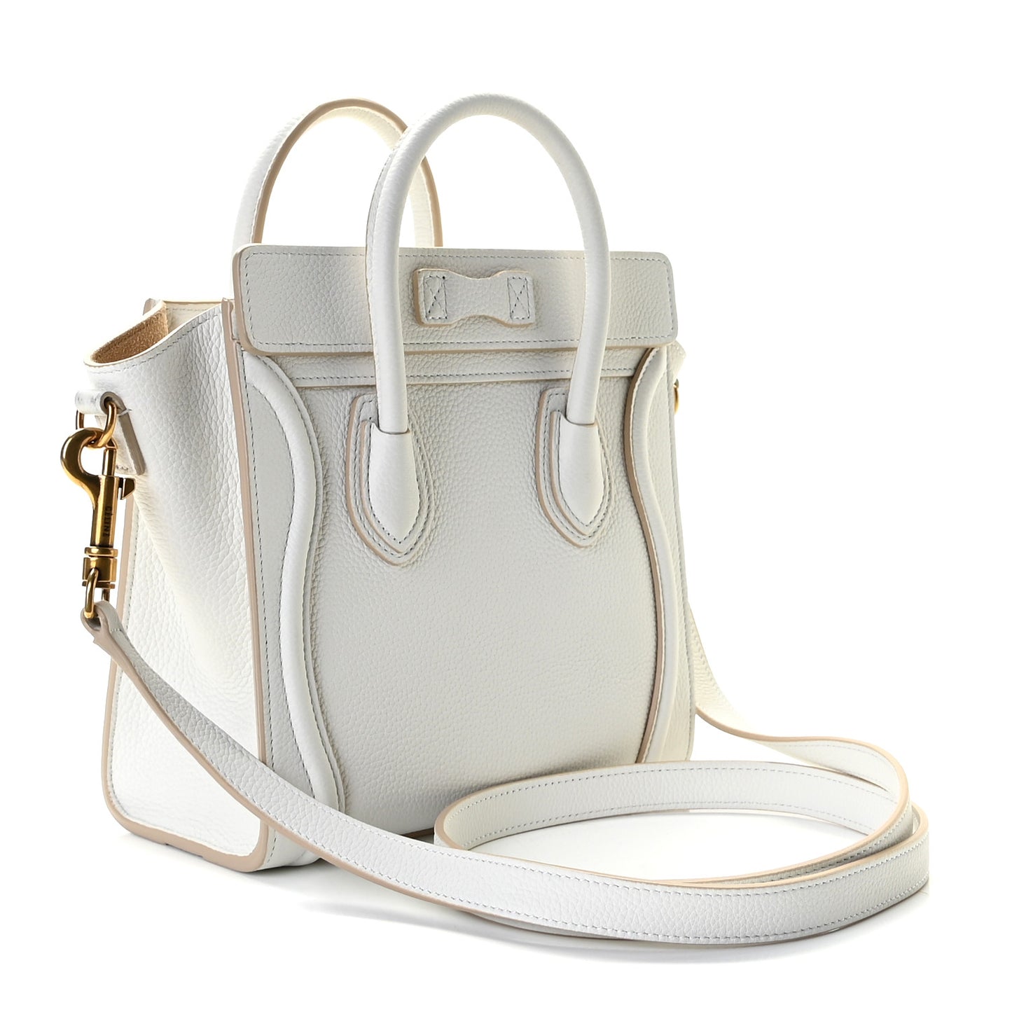 Drummed Calfskin Nano Luggage Optic White