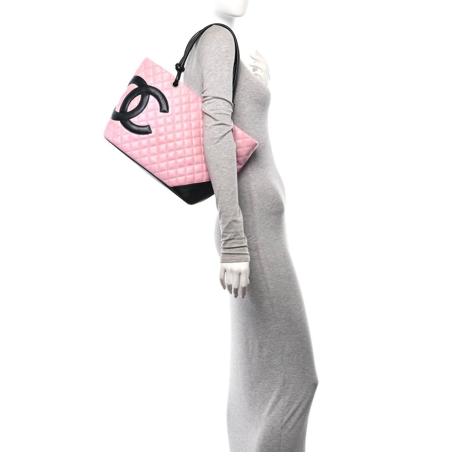 Chanel Calfskin Quilted Large Cambon Tote Pink Black 2 of 12
