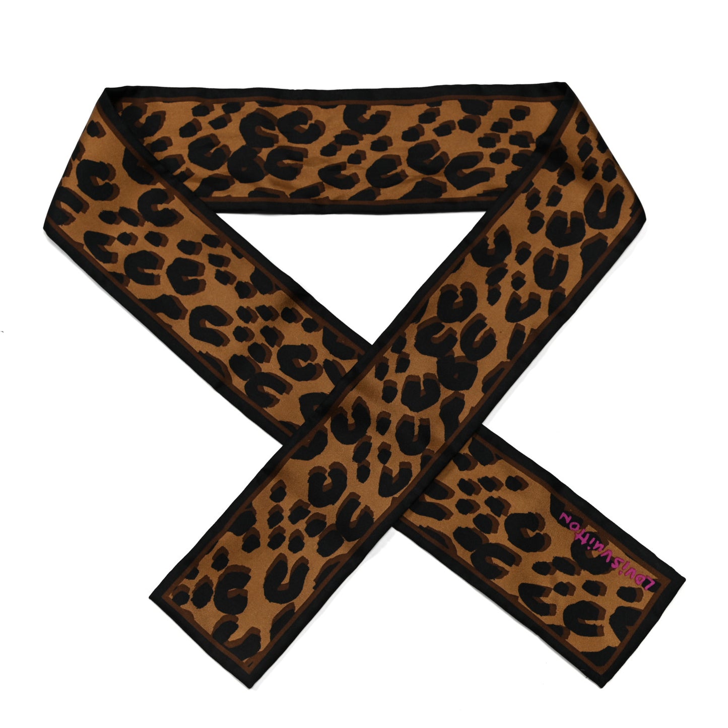 Silk Leopard Bandeau Scarf Marron