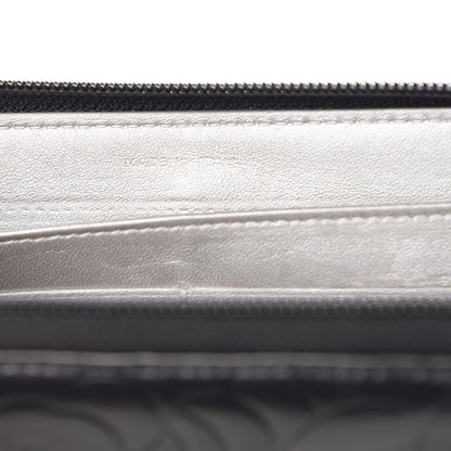 Chanel Lambskin Camellia Embossed Large Zip Around Gusset Wallet Black 7 of 9