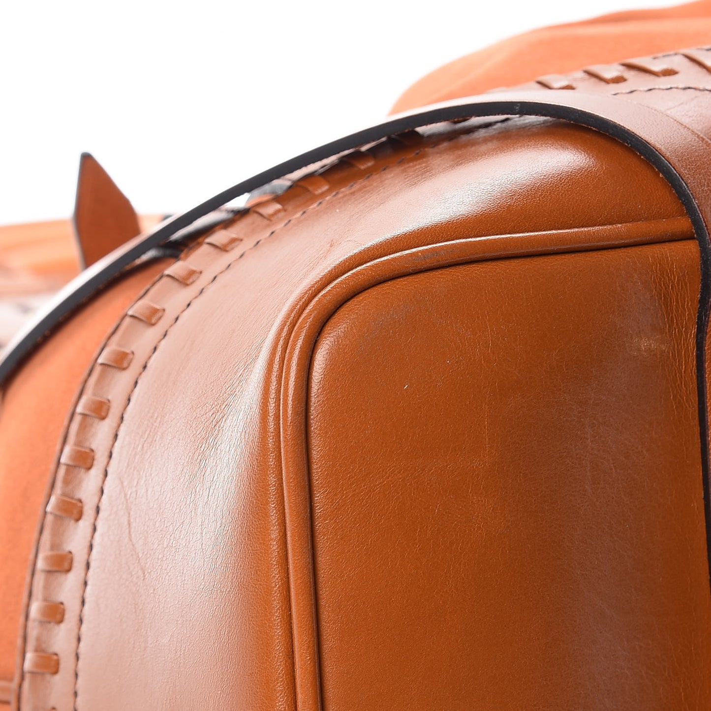 Suede Calfskin Large Whipstitch Tote Brown