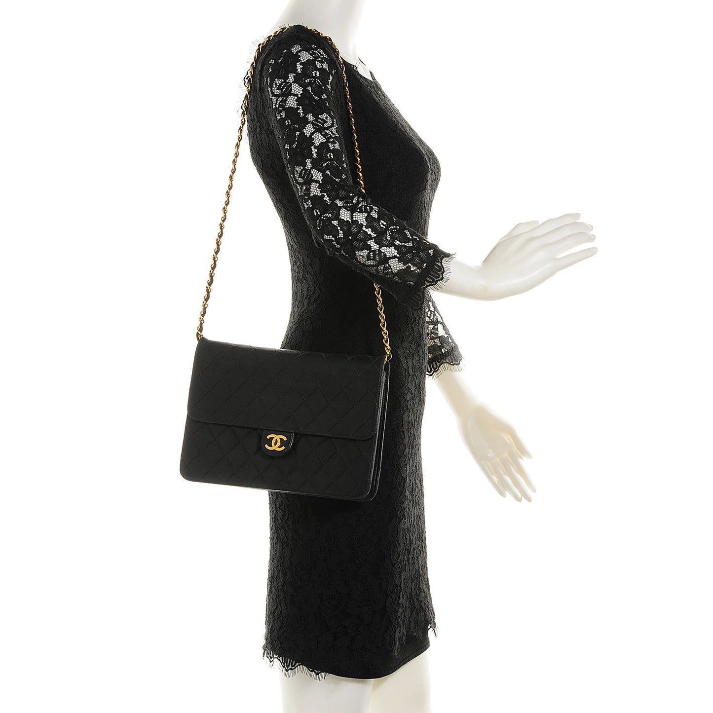 Lambskin Quilted Medium Single Flap Navy Blue