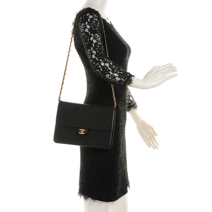 Chanel Lambskin Quilted Medium Single Flap Navy Blue 2 of 8