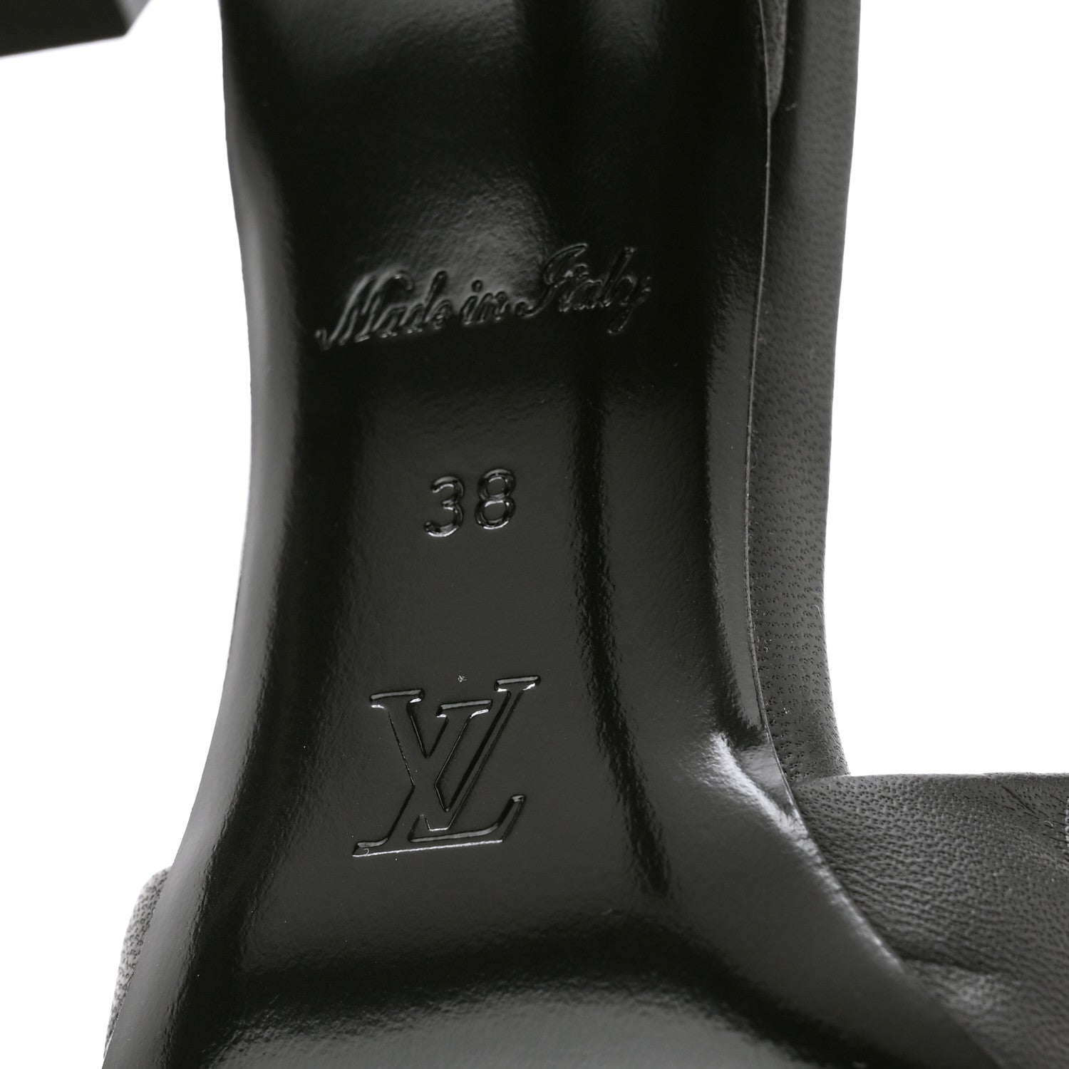 Louis Vuitton Lambskin Embossed Monogram Revival High Heel Mules 38 Black 7 of 9