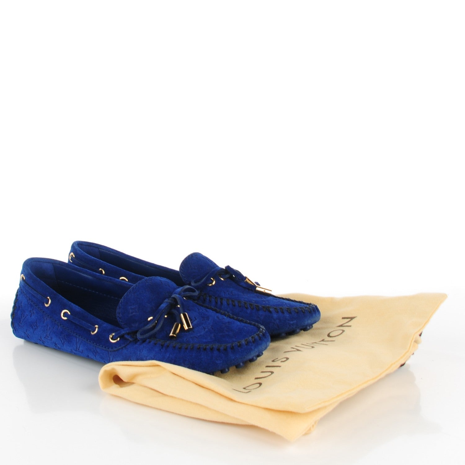 Louis Vuitton Suede Monogram Gloria Loafers 37.5 Blue Roi 5 of 7