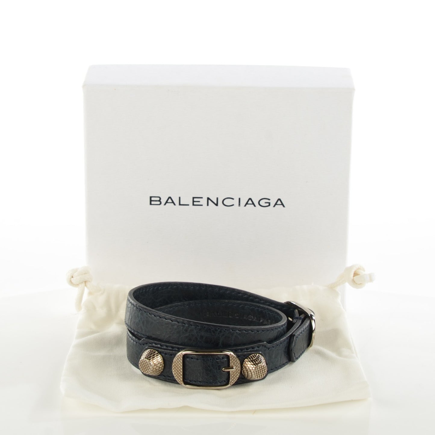 Agneau Giant 12 Silver Hardware Triple Tour Bracelet S Dark Night