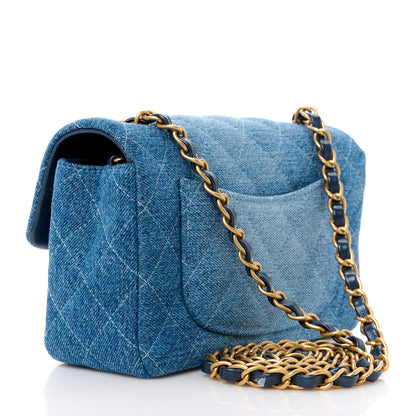 Chanel Washed Denim Quilted Mini Rectangular Flap Blue 3 of 12