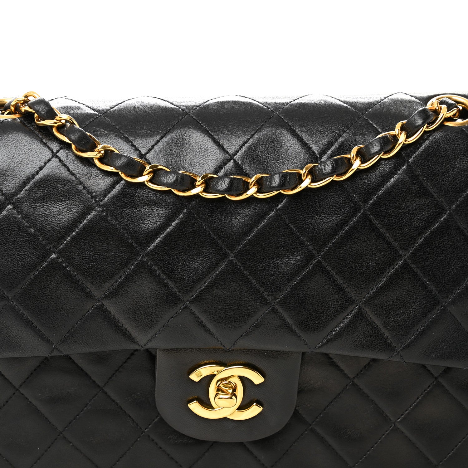 Chanel Lambskin Quilted Medium Double Flap Black 8 of 10