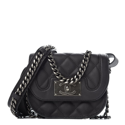Chanel Calfskin Quilted Small Double Chained Messenger Flap Charcoal 1 of 11