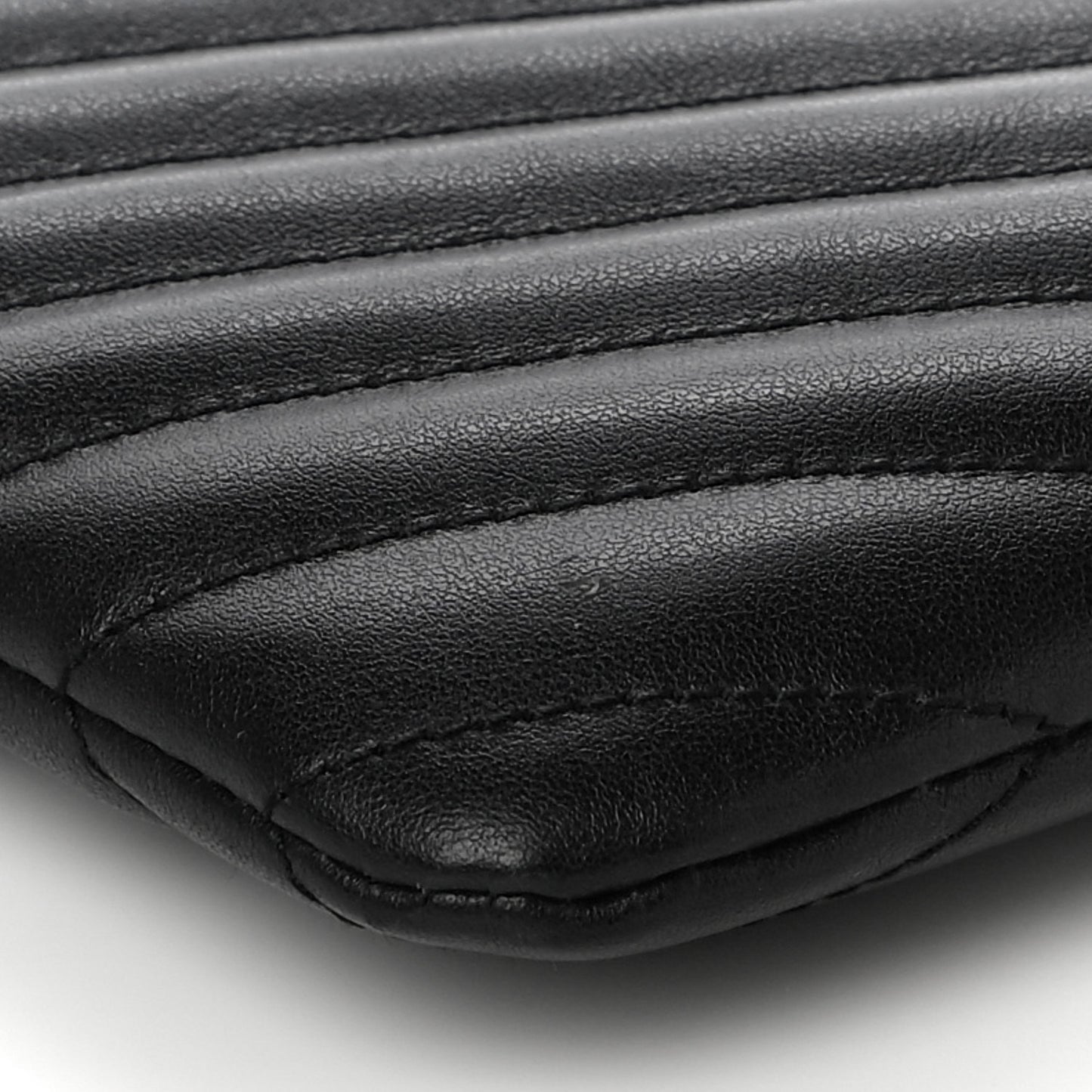 Calfskin Matelasse Chevron Monogram A5 Wristlet Black