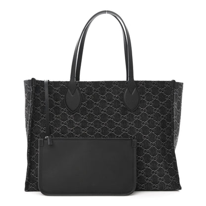 Gucci Denim Ophidia GG Monogram Large Tote Black Grey 1 of 12