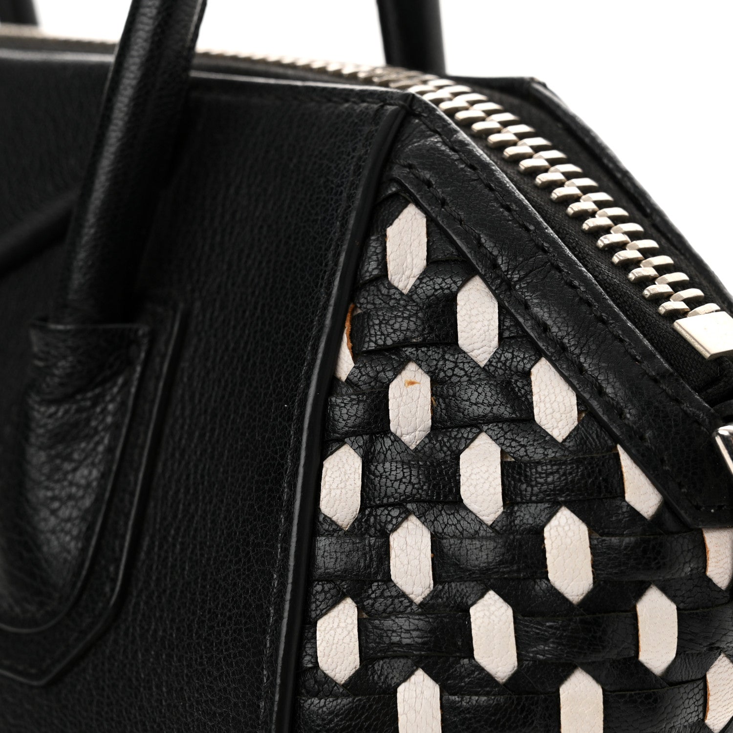 Givenchy Sugar Goatskin Woven Small Antigona Black White 12 of 15