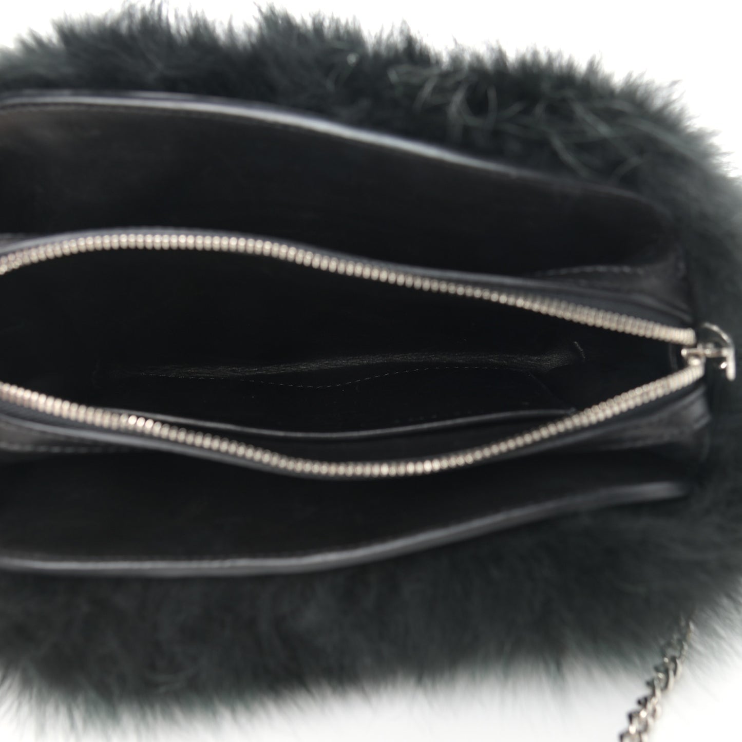 Fox Fur Lambskin Pochette Chaine Renard Vert Fonce
