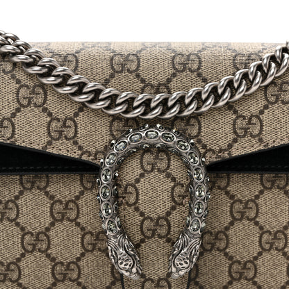 Gucci GG Supreme Monogram Suede Crystal Small Dionysus Shoulder Bag Beige Ebony Black 7 of 9
