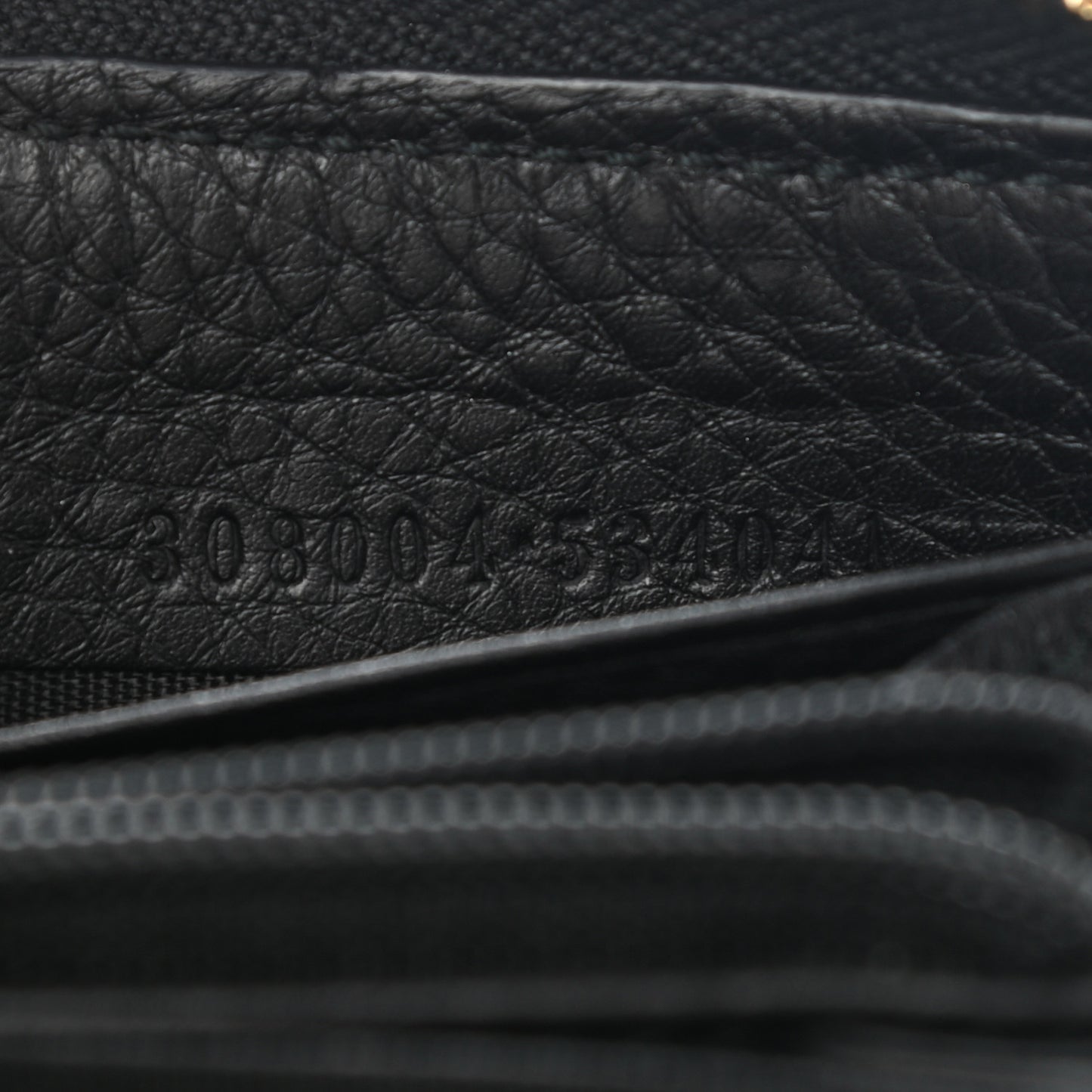 Pebbled Calfskin Soho Zip Around Wallet Black