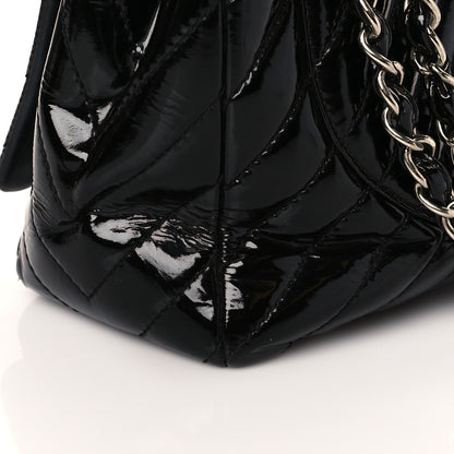 Chanel Patent Chevron Quilted Maxi Single Flap Black 11 of 11