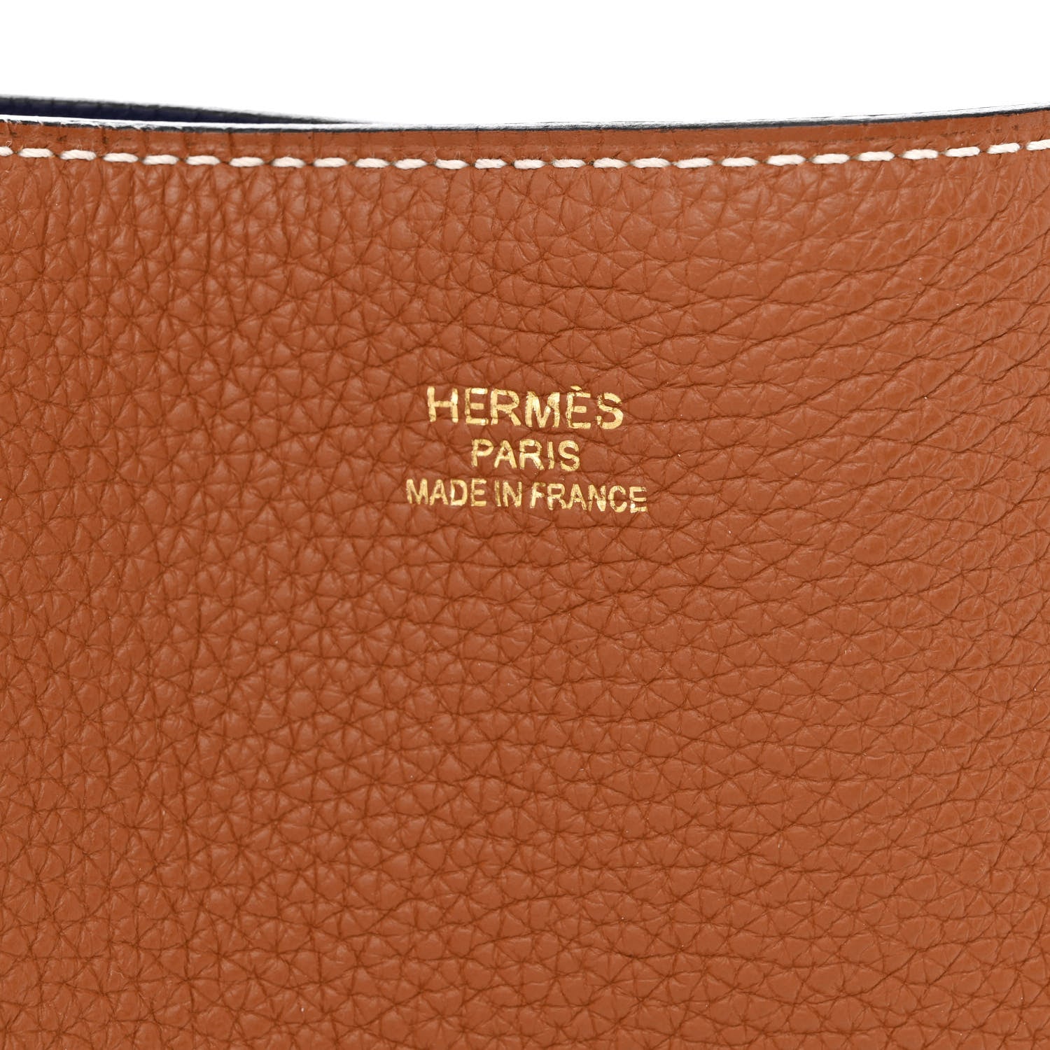Hermes Taurillon Clemence Double Sens 28 Reversible Tote Gold Bleu Encre 6 of 18
