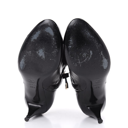 Chanel Patent Lambskin Cap Toe Short Boots 38.5 Black 5 of 11