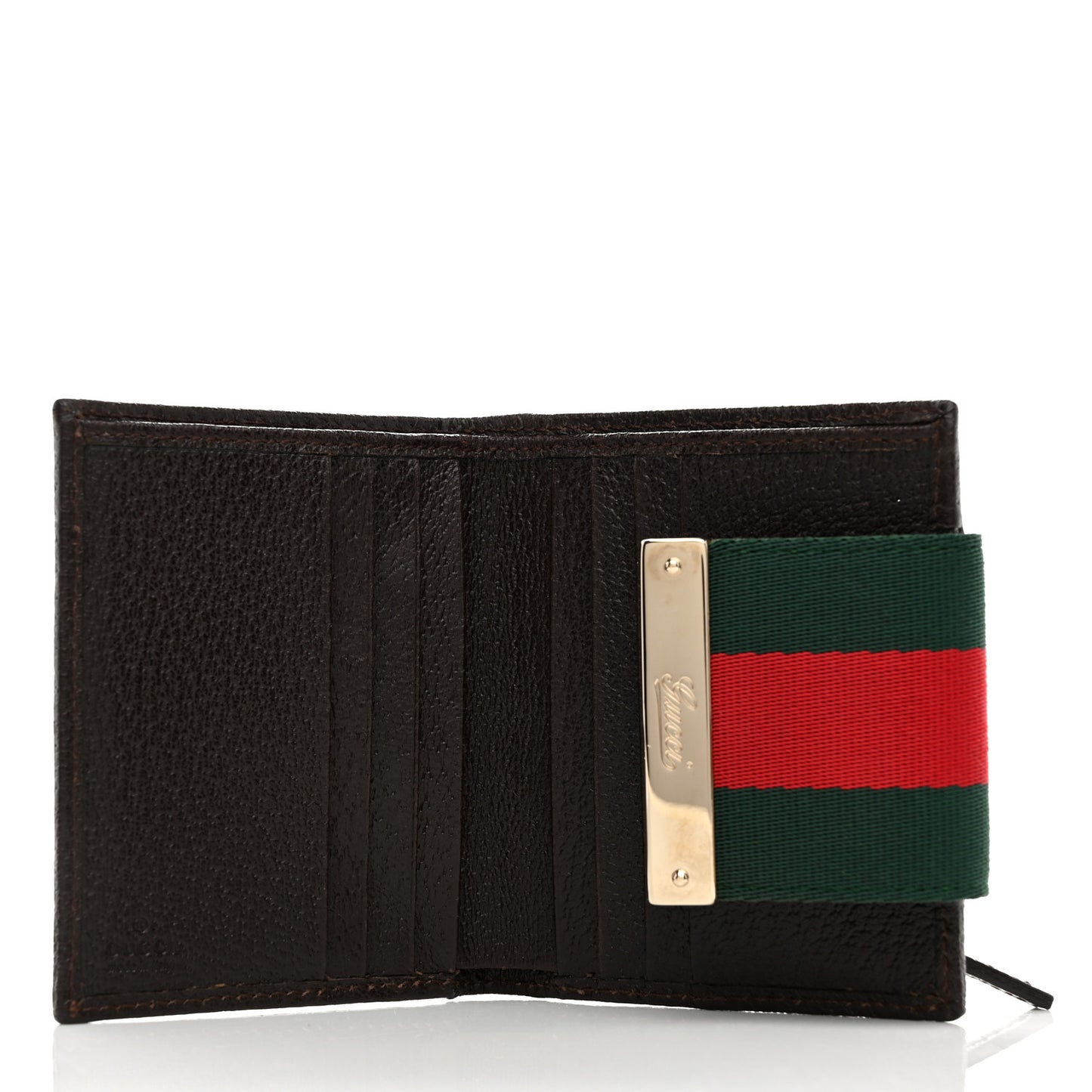 Monogram Ladies Web French Flap Wallet Dark Brown