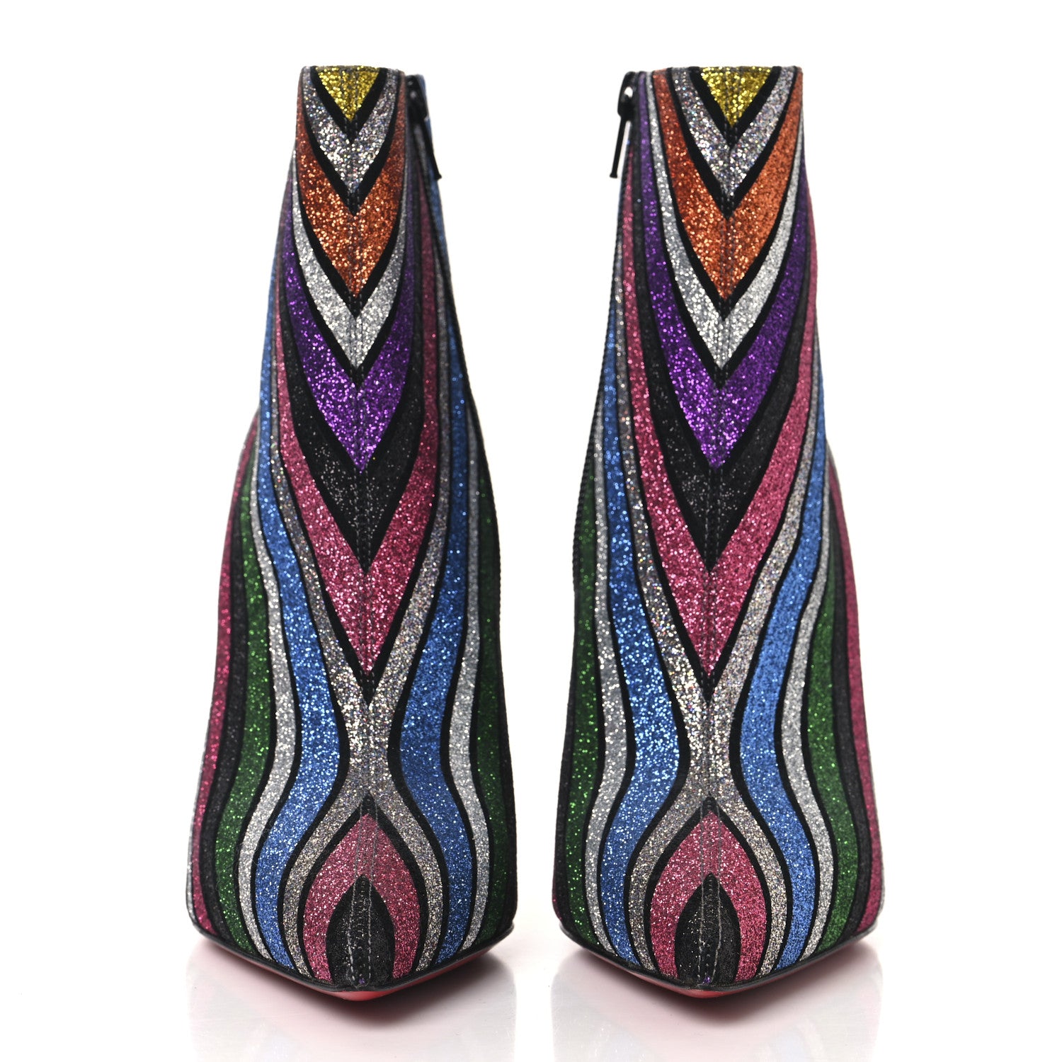 Christian Louboutin Suede Stripyglitter So Kate Booty 100 Ankle Boots 38 Multi 3 of 8