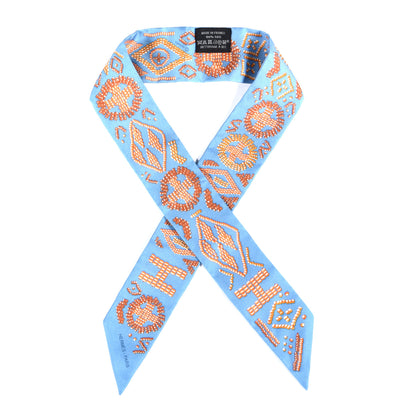 Hermes Silk Kelly En Perles Twilly Bleu Azur Orange 1 of 4
