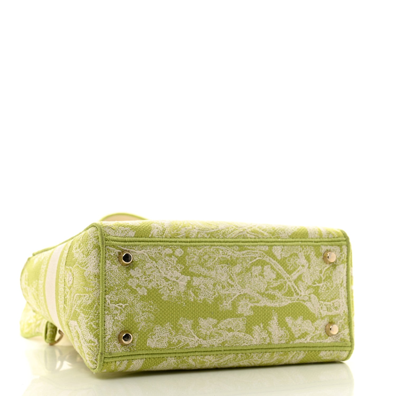 Christian Dior Canvas Toile De Jouy Reverse Embroidered Medium Lady D-Lite Green 4 of 12