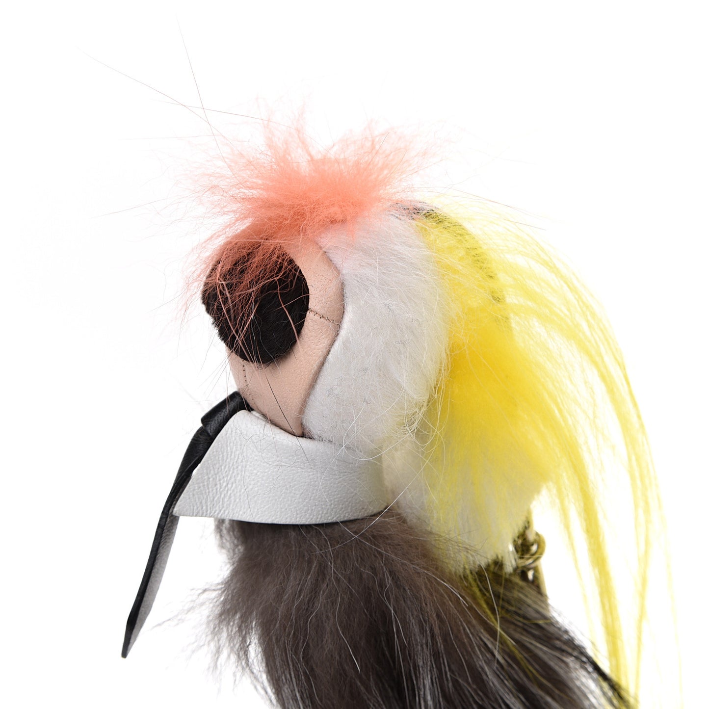 Fox Mink Goat Fur Mini Karlito Bag Charm White Black Flamingo