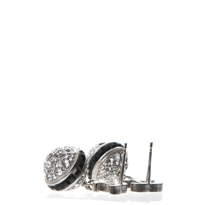 Chanel Crystal CC Drop Earrings Black Silver 4 of 5