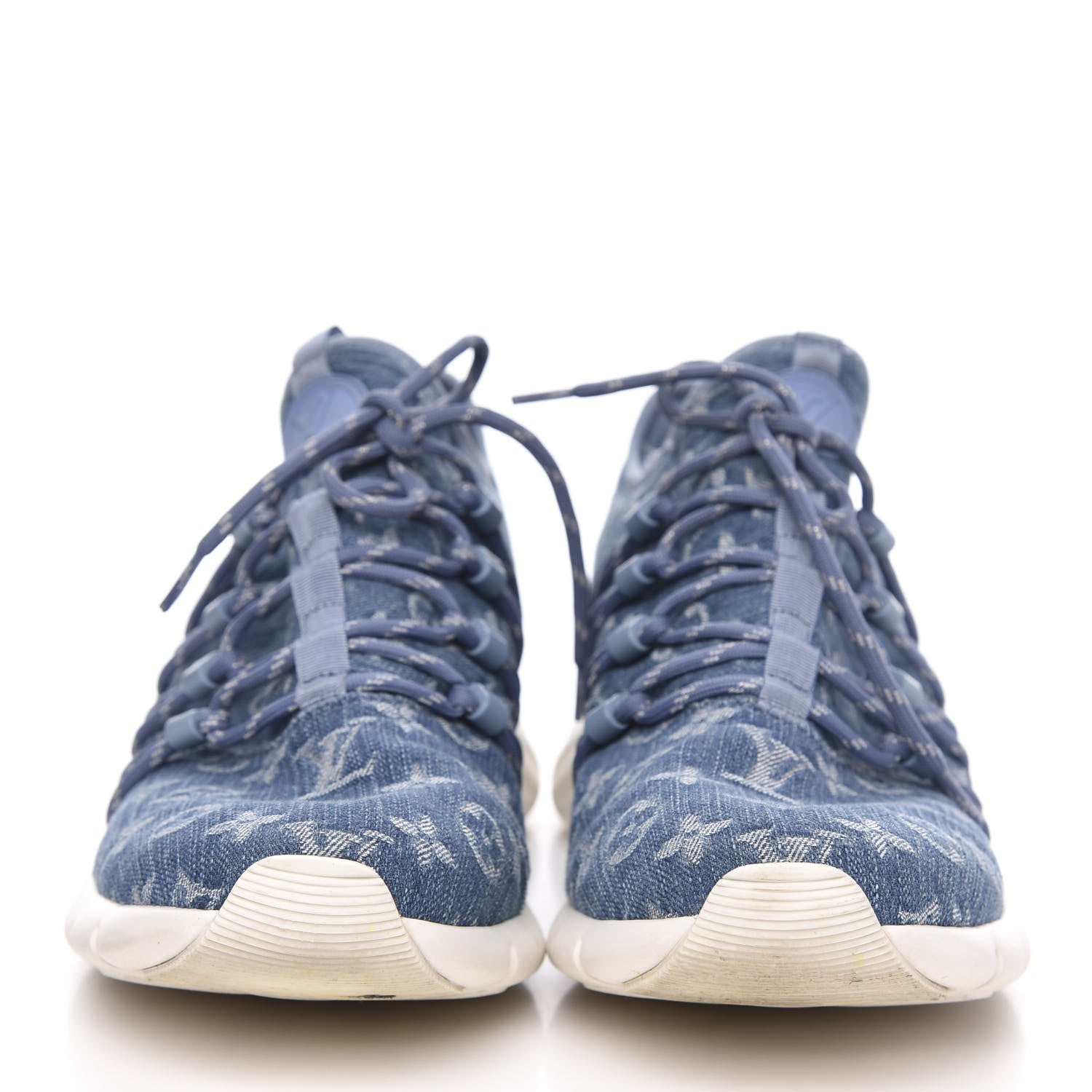 Louis Vuitton Denim Rubber Monogram Fastlane Low Sneakers 8.5 Navy 2 of 7