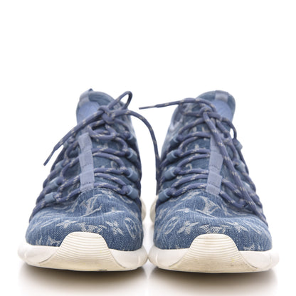 Louis Vuitton Denim Rubber Monogram Fastlane Low Sneakers 8.5 Navy 2 of 7