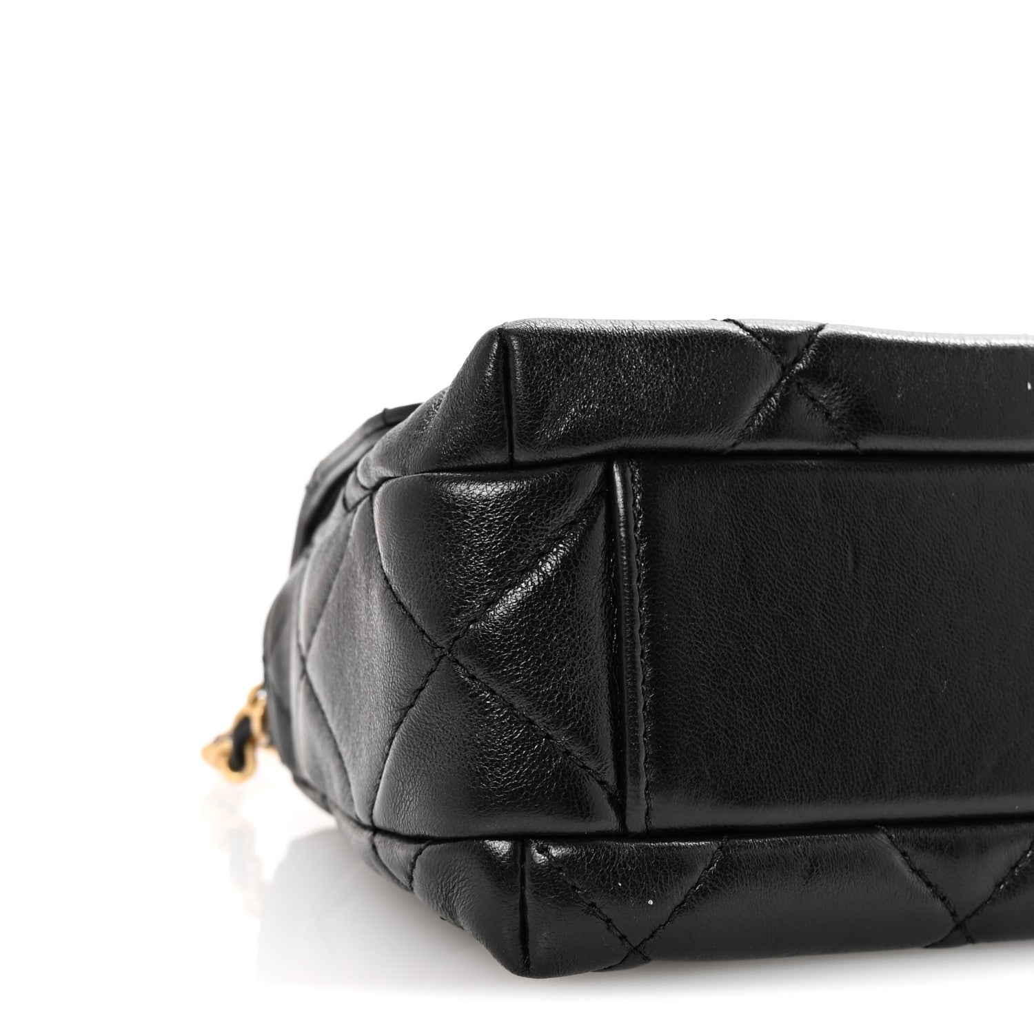 Chanel Shiny Lambskin Quilted Mini Pearl Logo Flap Black 9 of 10