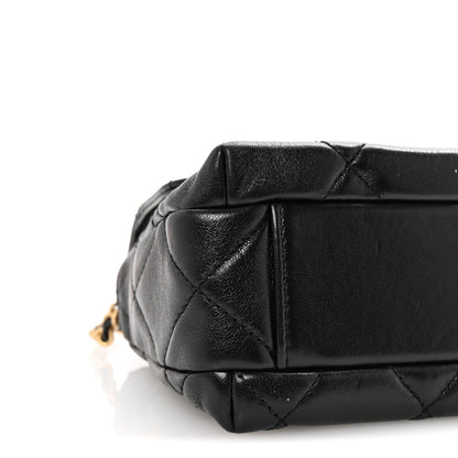 Chanel Shiny Lambskin Quilted Mini Pearl Logo Flap Black 9 of 10