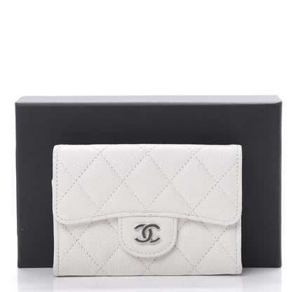 Chanel Caviar Quilted Flap Card Holder Wallet White 9 of 9