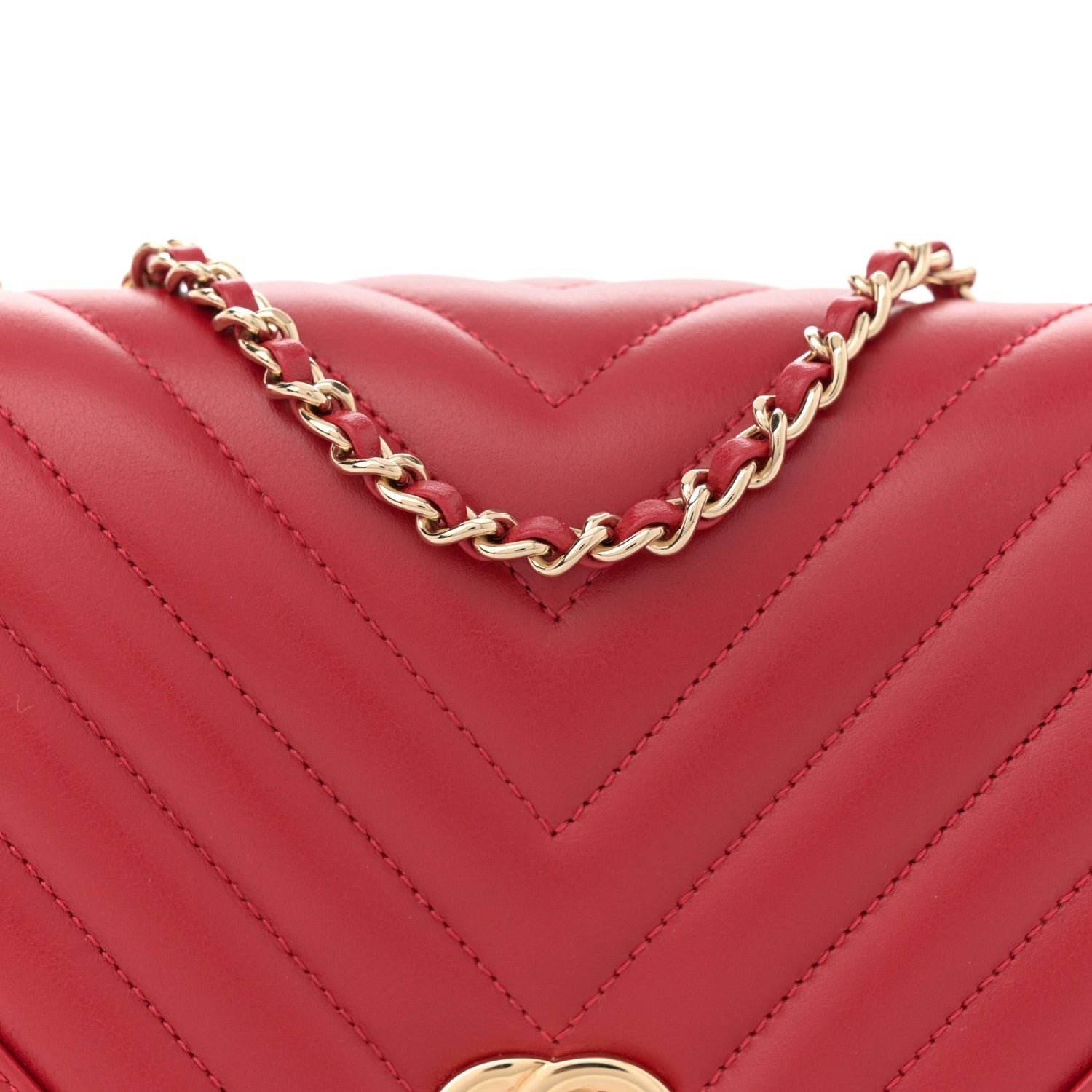 Chanel Calfskin Chevron Quilted Mini Statement Flap Red 8 of 13