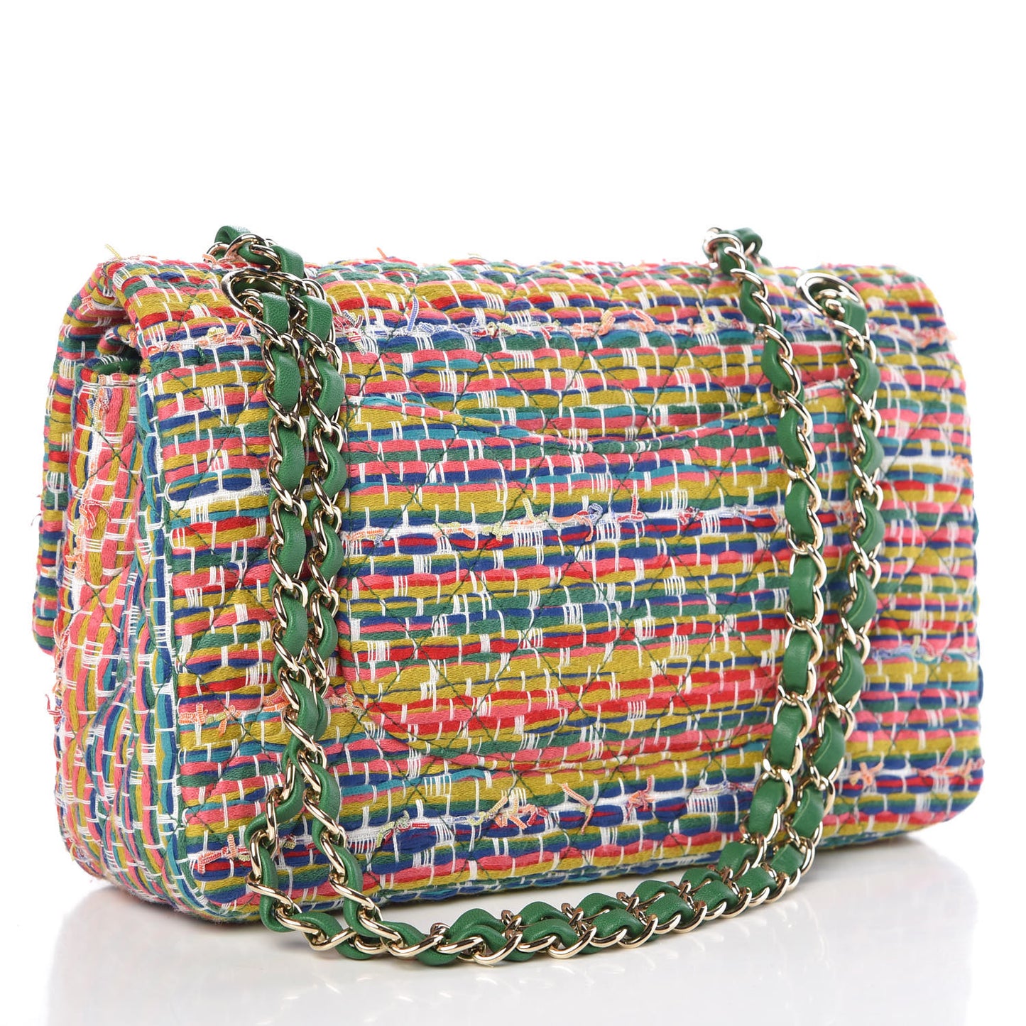 Tweed Quilted Medium Double Flap Multicolor