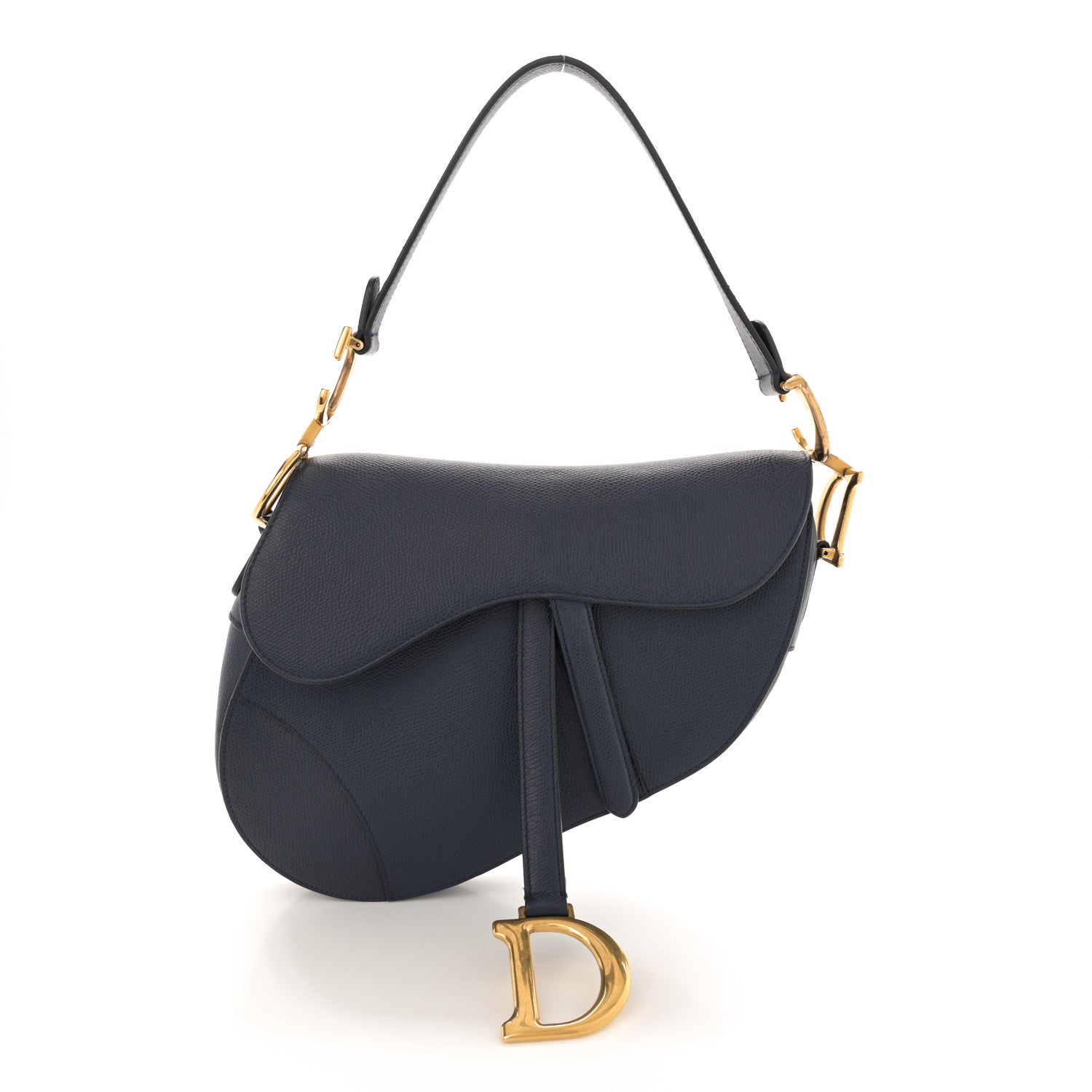 Christian Dior Grained Calfskin Saddle Bag Navy 1 of 13