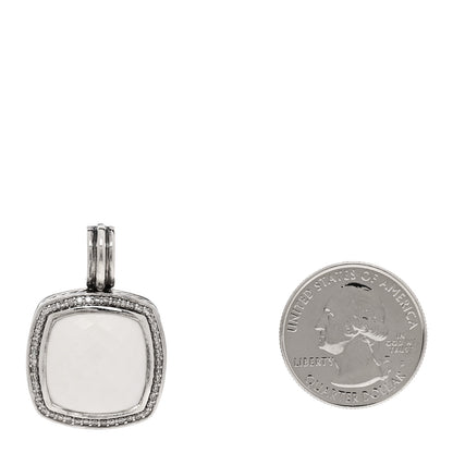 David Yurman Sterling Silver Diamond White Agate 19mm Albion Enhancer Pendant 2 of 4