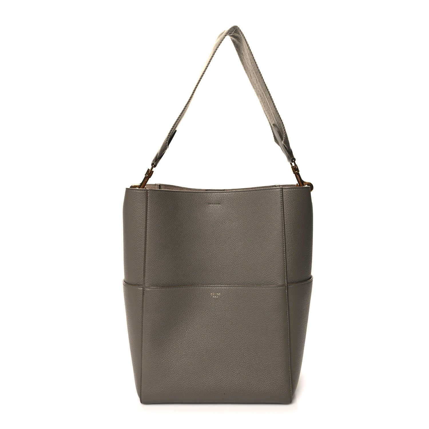 Celine Soft Grained Calfskin Sangle Bucket Bag Taupe 1 of 9