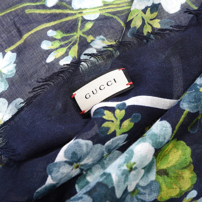 Gucci Modal Silk New Bloom Square Scarf Midnight Blue Sky Blue 5 of 5