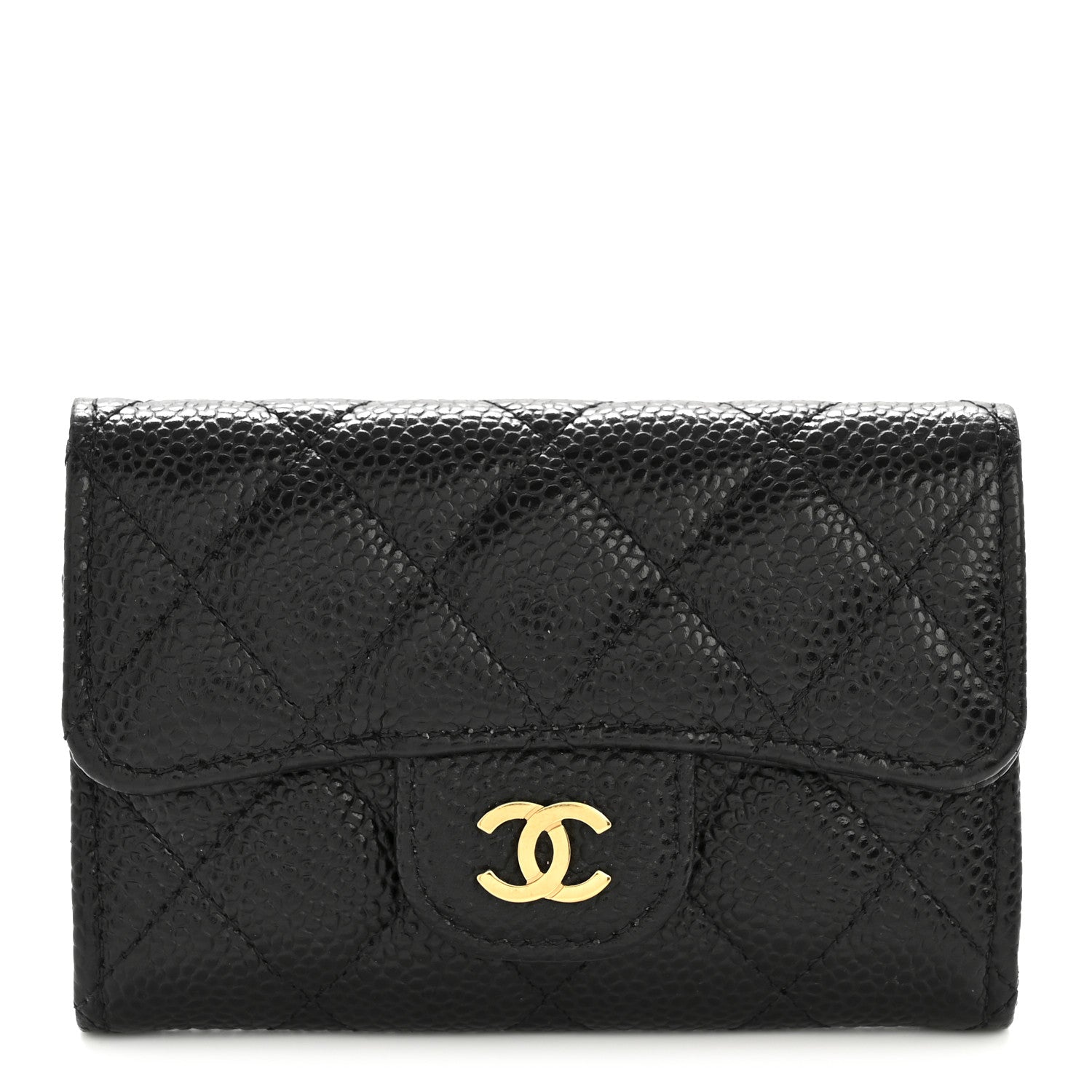 Chanel Caviar Quilted Flap Card Holder Wallet Black 1 of 11