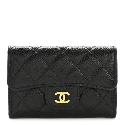 Chanel Caviar Quilted Flap Card Holder Wallet Black 1 of 11