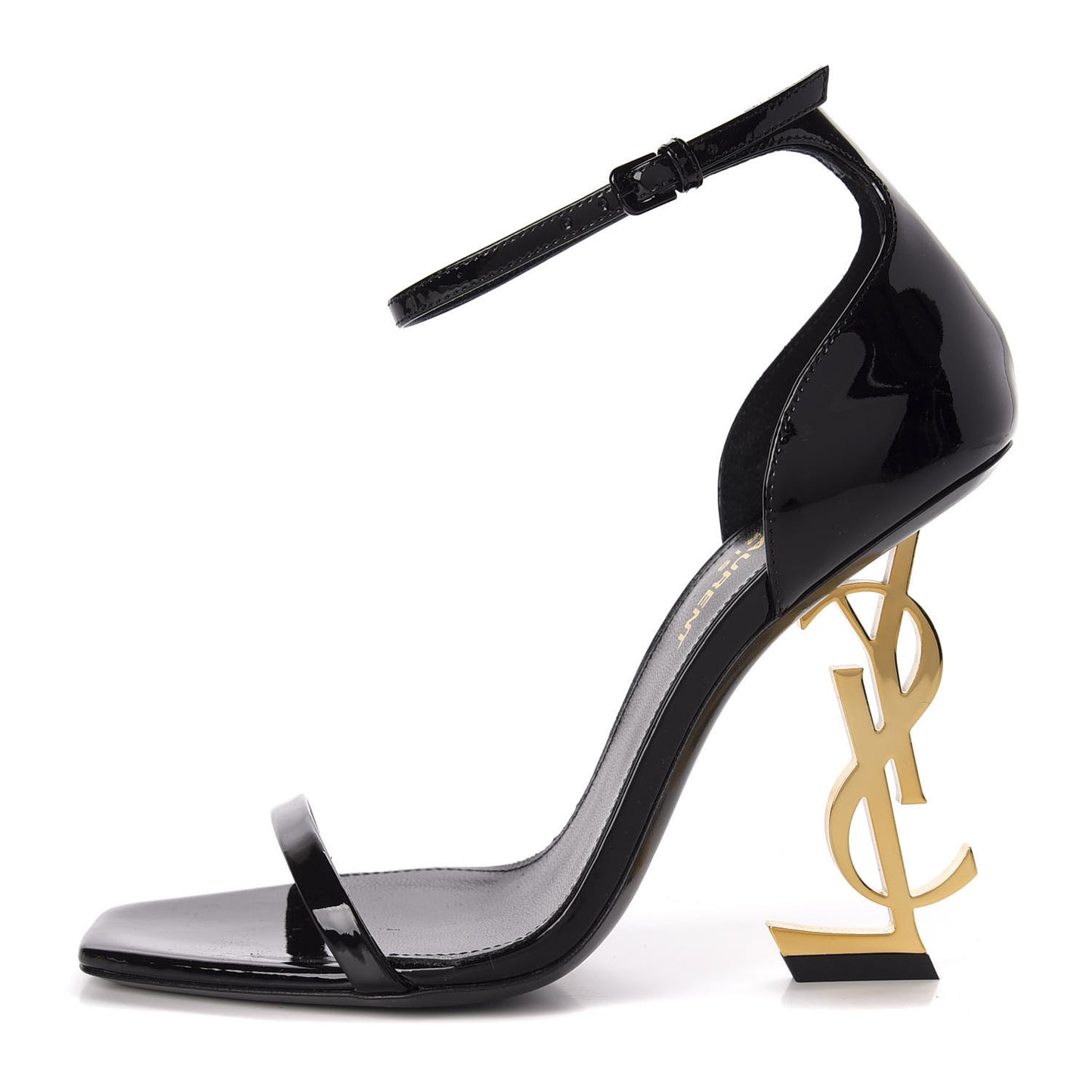 Patent Calfskin Opyum 110 Sandals 36 Black Gold