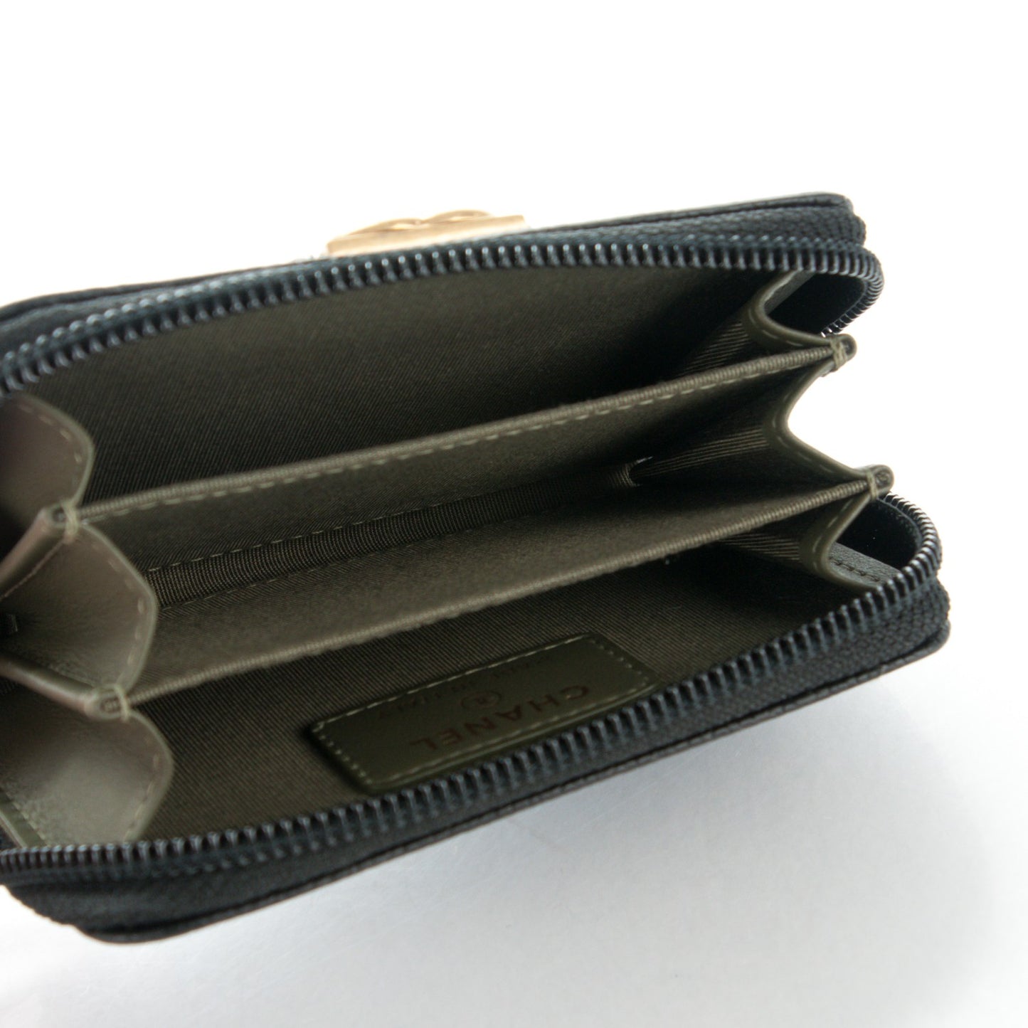 Caviar Quilted Boy Zip Around Coin Purse Wallet Black
