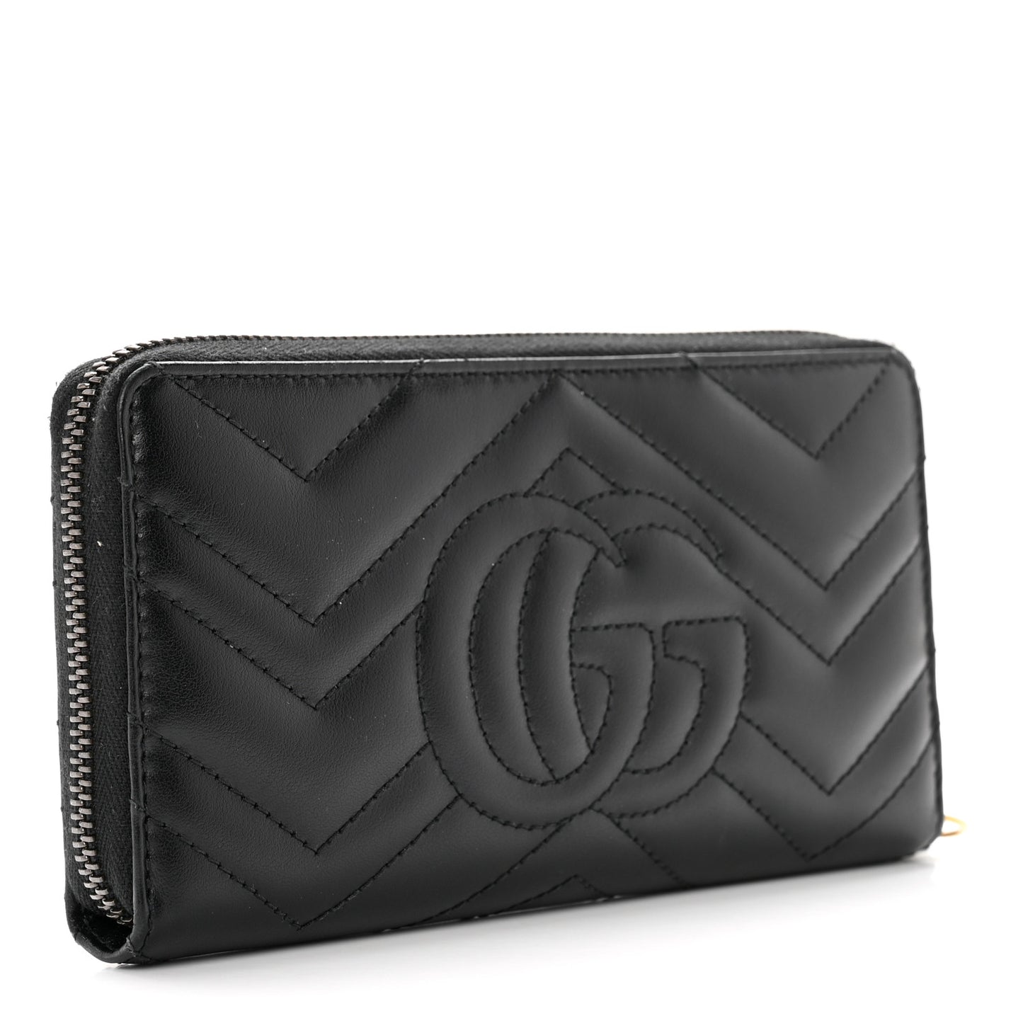 Calfskin Matelasse GG Marmont Zip Around Wallet Black